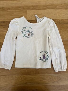 Janie and Jack White Long-Sleeve Top with Frozen Characters 4T